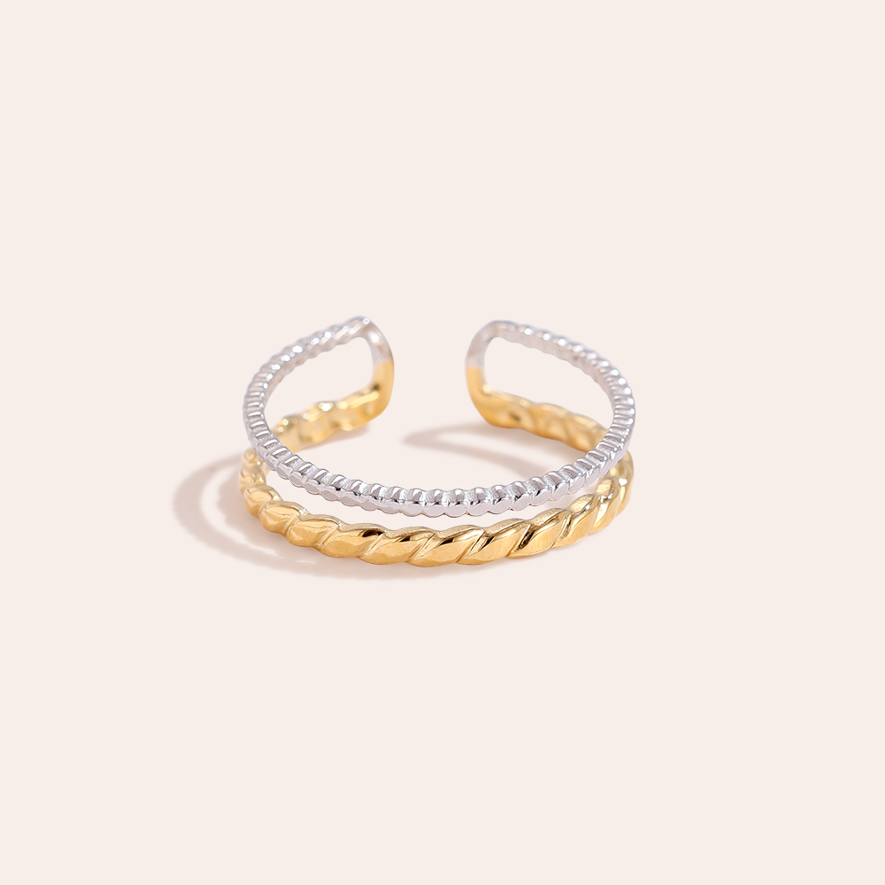Two Thin Layer Twisted Edelstahl Ring   