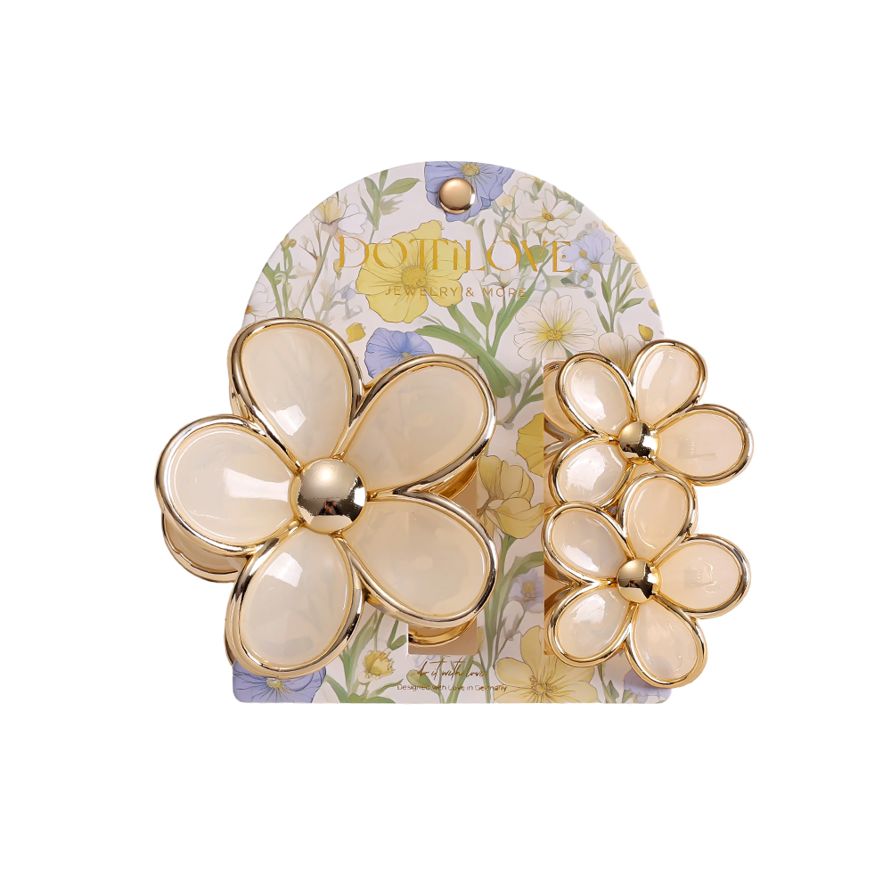 8+4cm 3 Stk. Gelbe Blumen Haarklammer Set