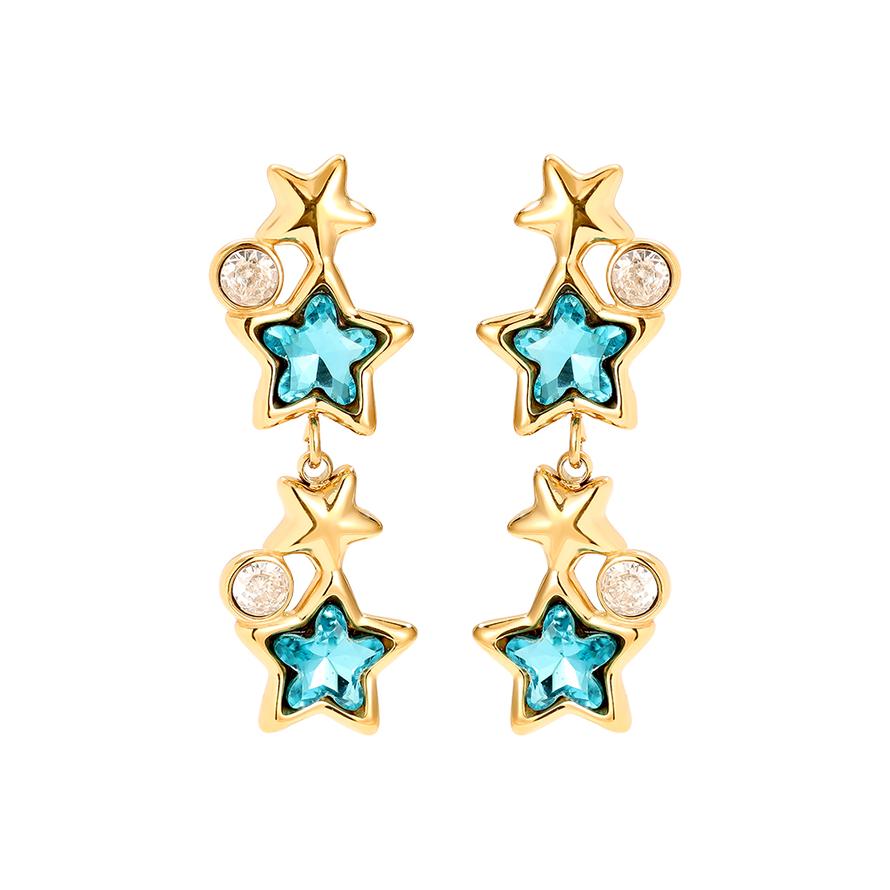 0.6*3cm Blue Star Chain Edelstahl Ohrringe   