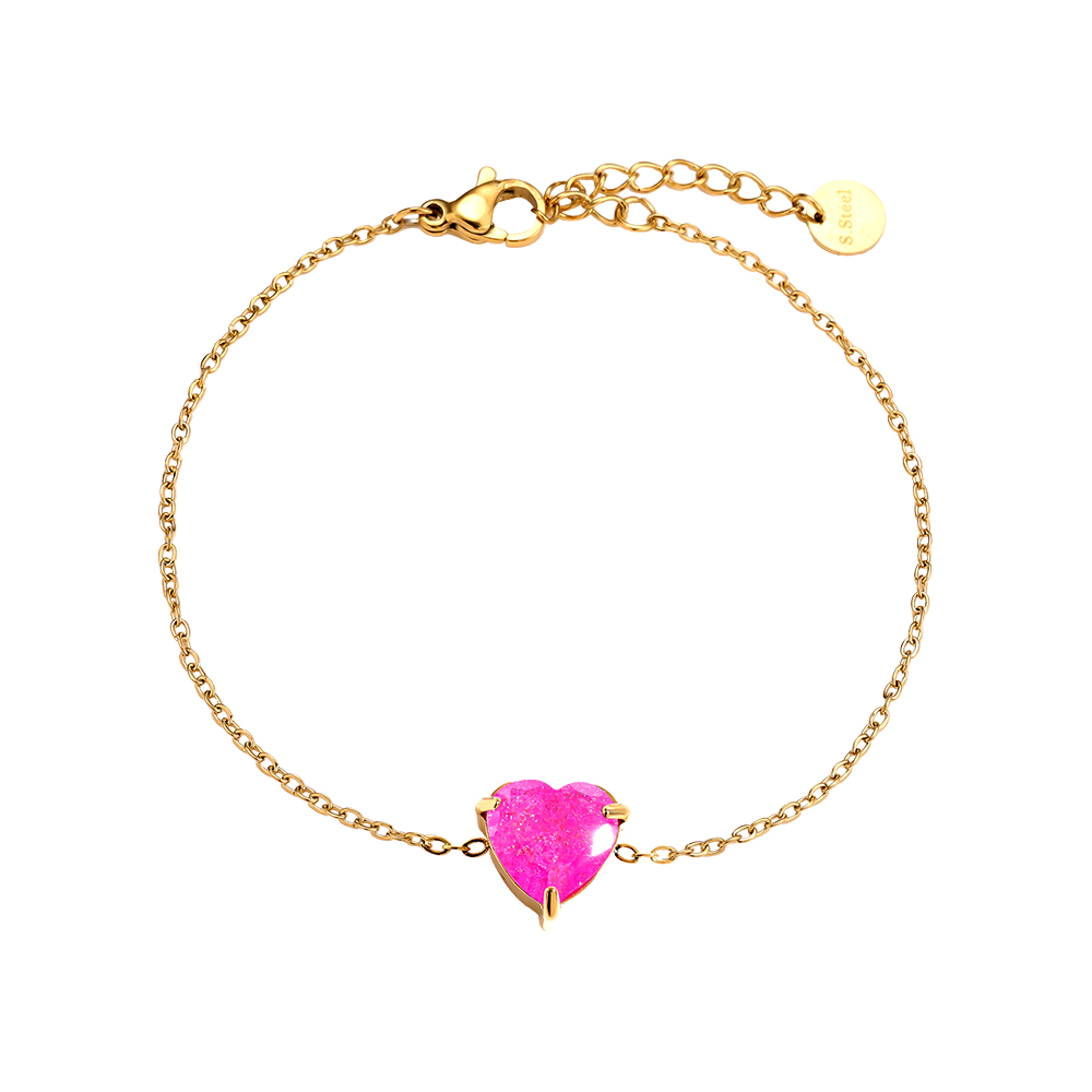 16cm Multi Color Diamond Heart Edelstahl Armband