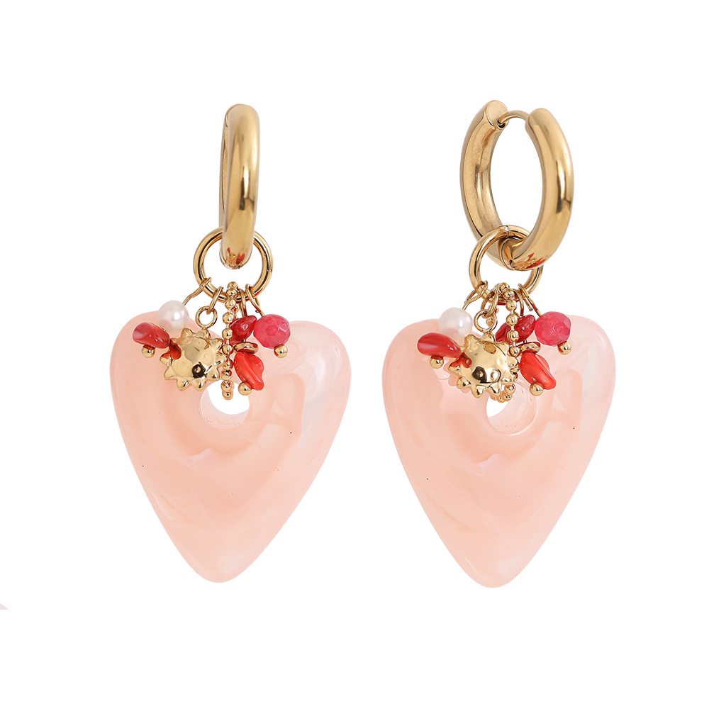 60*30mm Acryl Herz Süßwasserperlen Edelstahl Ohrringe