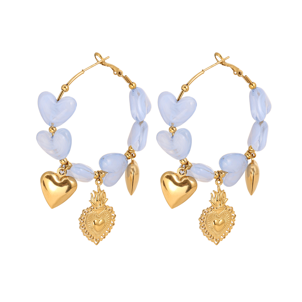 65mm Acrylic Hearts Hoop Edelstahl Ohrringe    