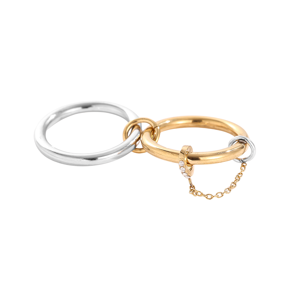 Pro Two Layer Gold And Silver Ring Set With Lock Edelstahl Ring       