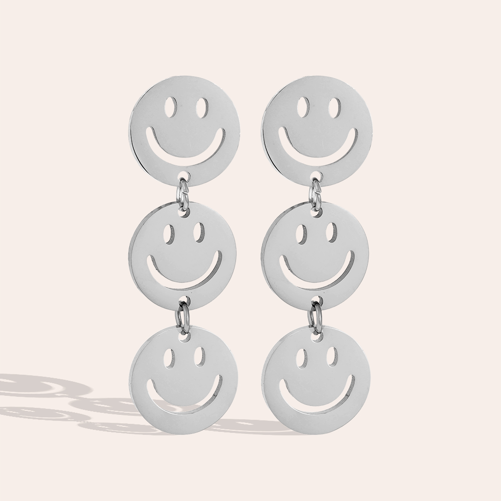3.2cm Smiley Face Edelstahl Ohrringe    