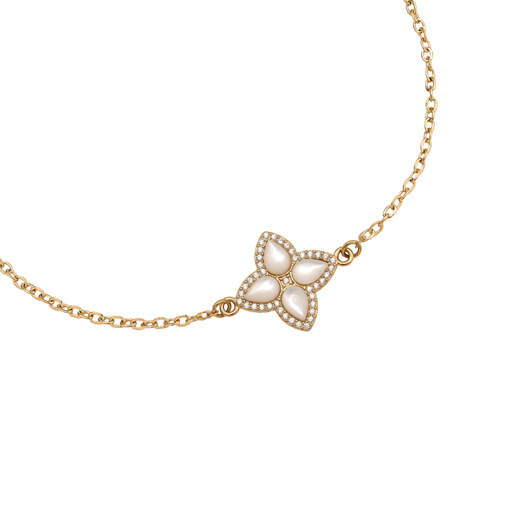 15cm Nice Diamond Luckly Flower Edelstahl Armkette   