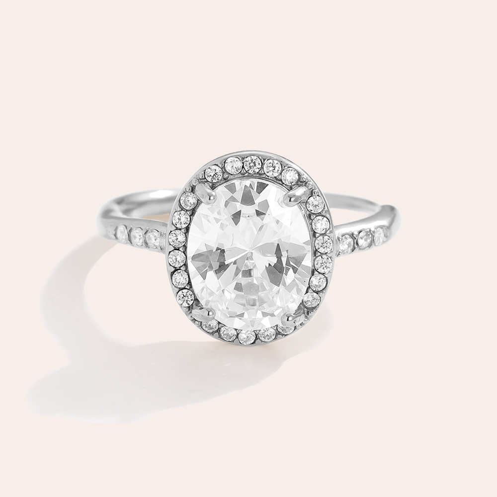 Big Oval Diamond Edelstahl Ring   