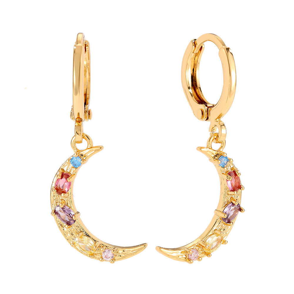 3cm Diamond Moon Vergoldete Ohrringe     