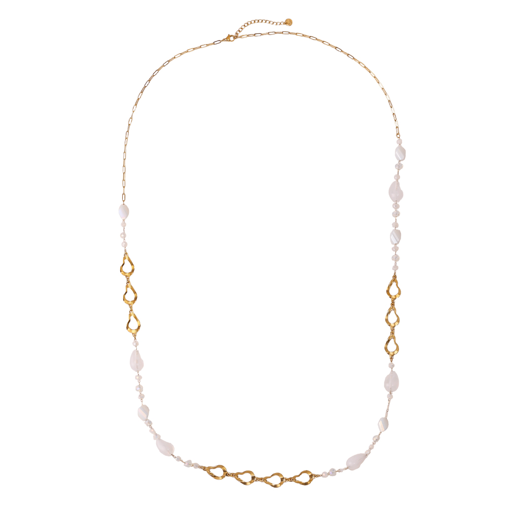 97cm Harz Tropfen und goldener Tropfen Edelstahl Halskette     