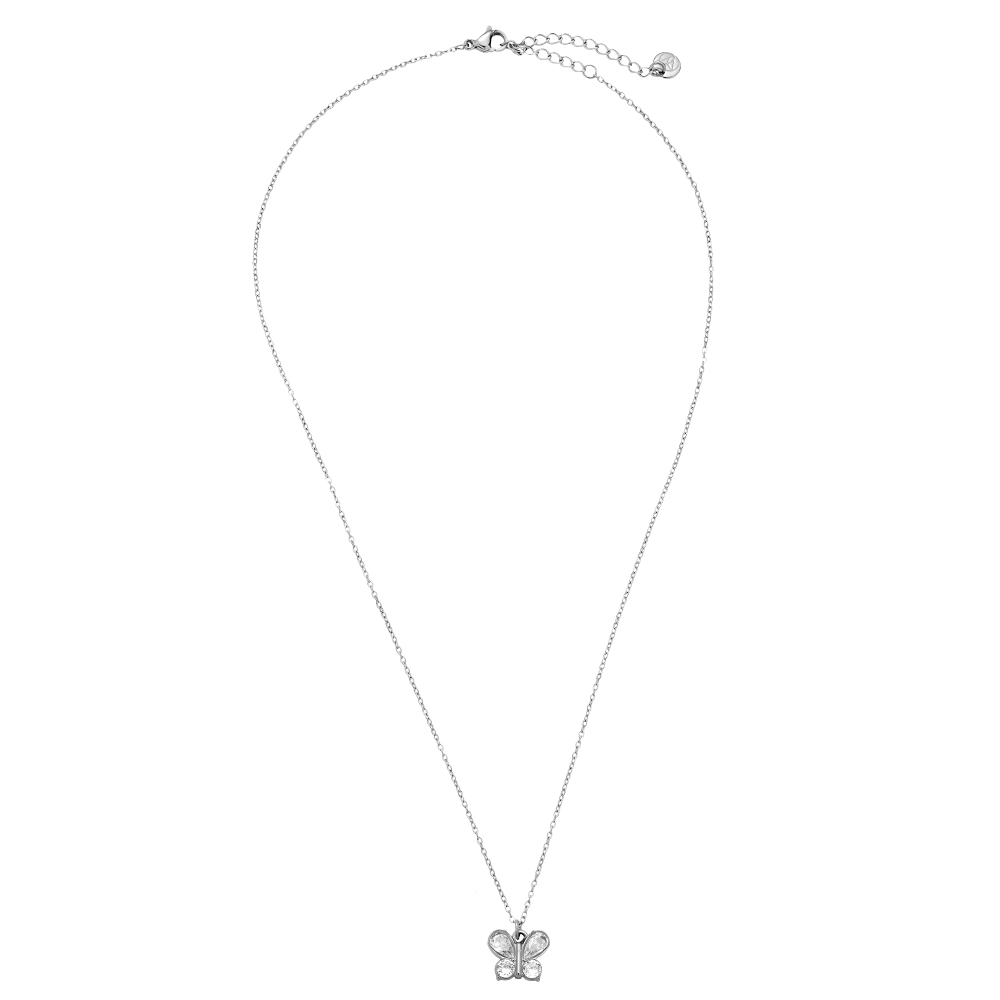 40cm Nice Diamond Butterfly Edelstahl Halskette       