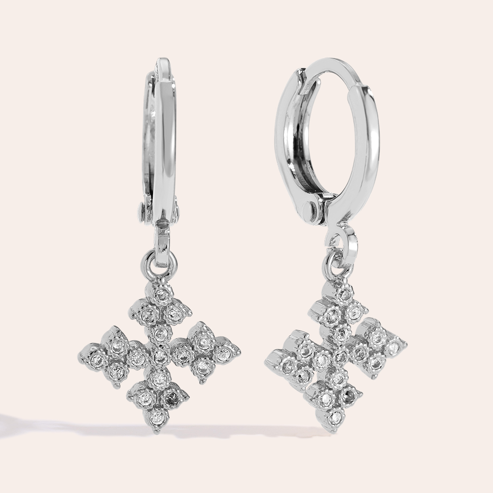 Vergoldete Ohrringe 2.6cm Diamond Cross
