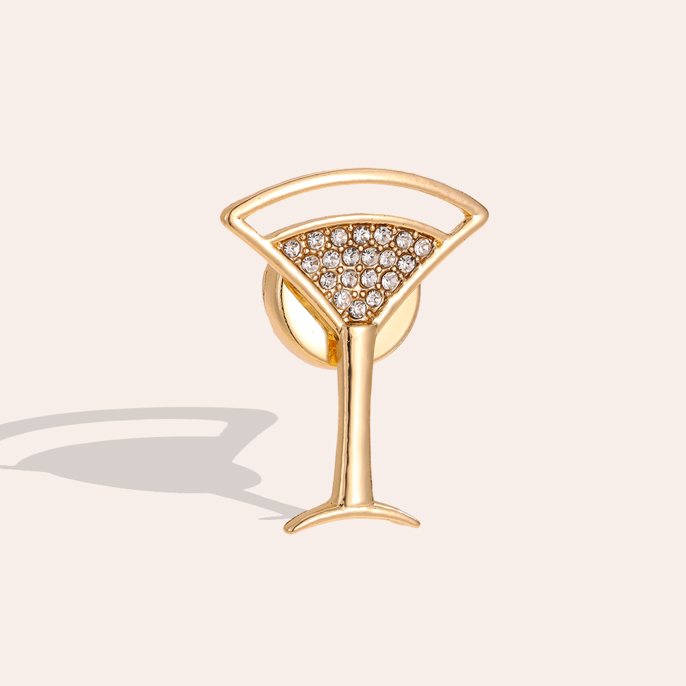33mm Cocktail Glas Zierknopf Brosche