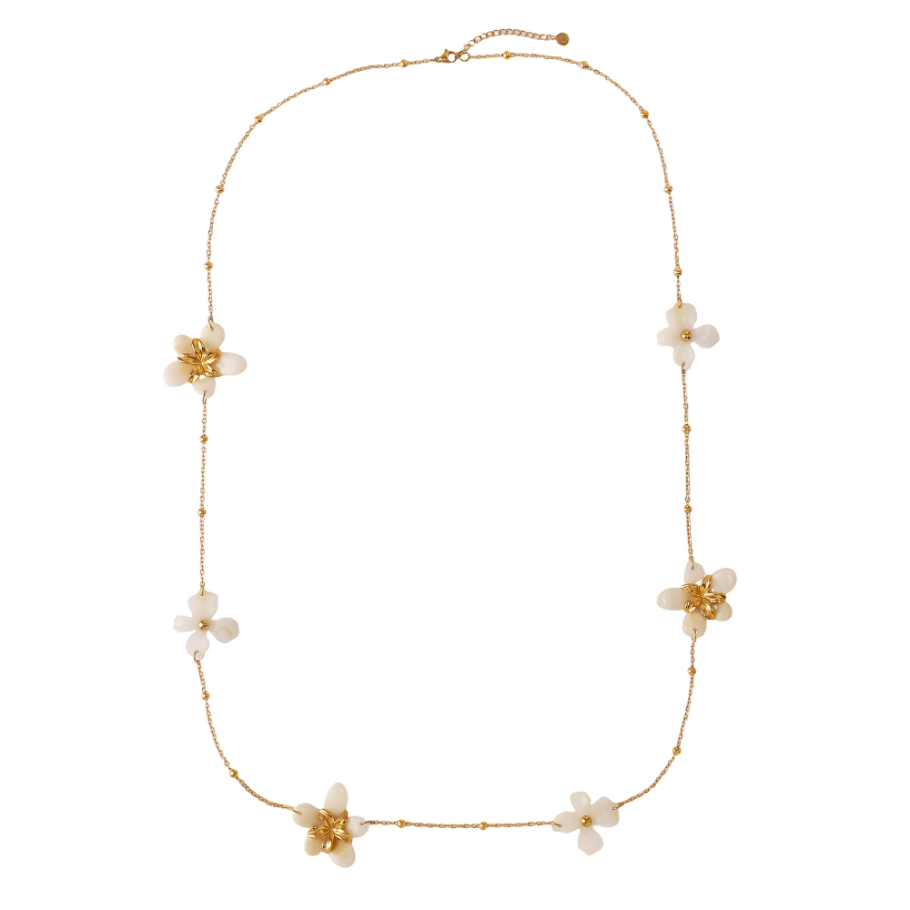 94cm Acrylblume Edelstahl Halskette      