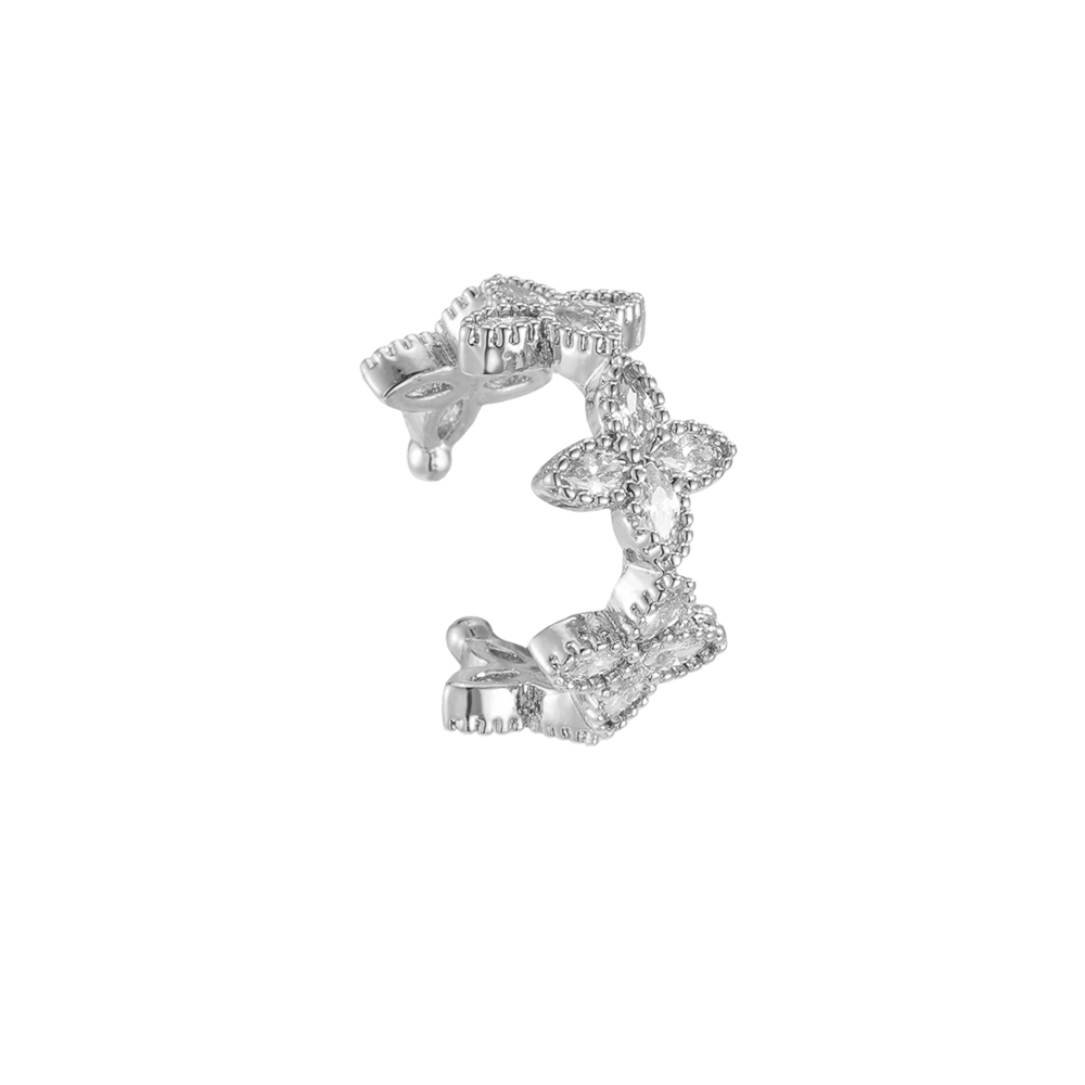 Vergoldete Ear-cuffs 17mm Zirkonia Kleeblatt 