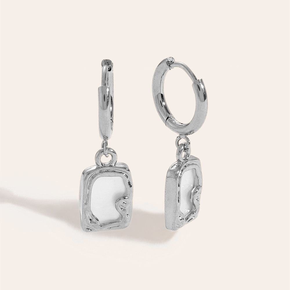 Edelstahl Ohrringe Shining Mother Of Pearl In Rectangle Frame