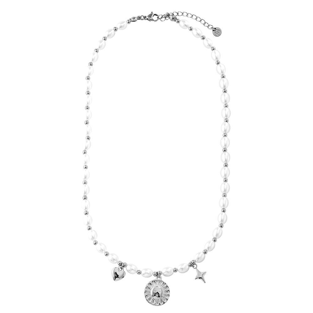 40cm Pearl Chain With Charms Edelstahl Halskette   