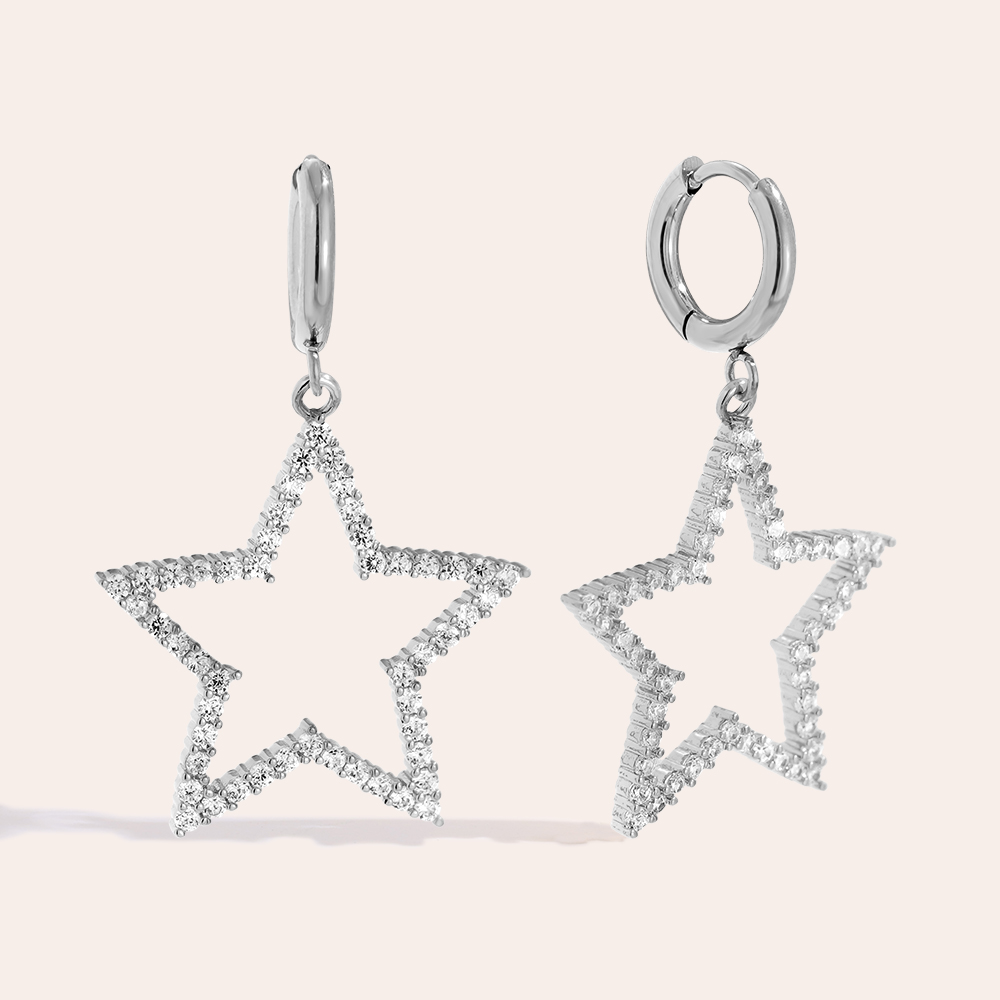 40mm Diamond Star Edelstahl Ohrringe