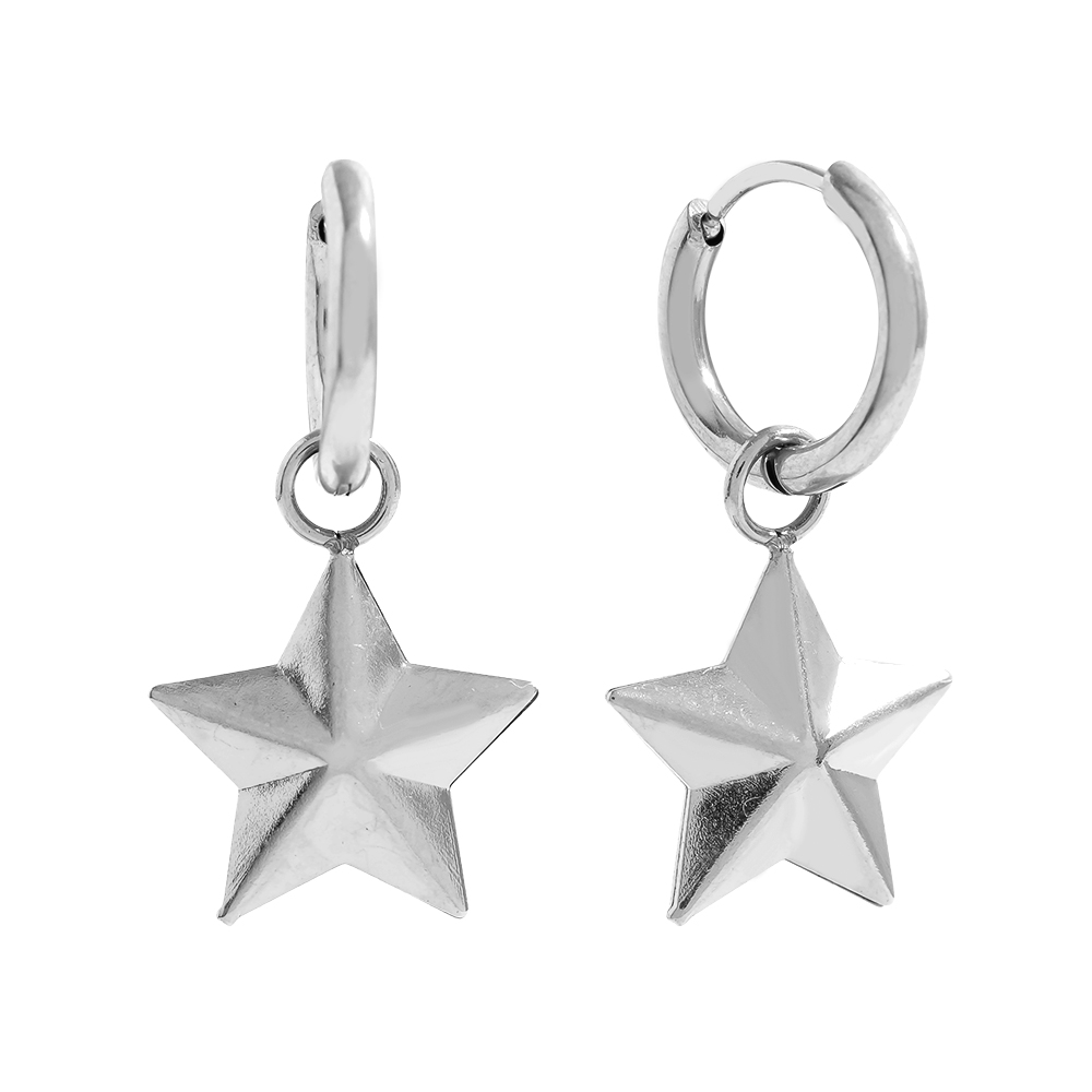 2.5cm Good Star Edelstahl Ohrringe     