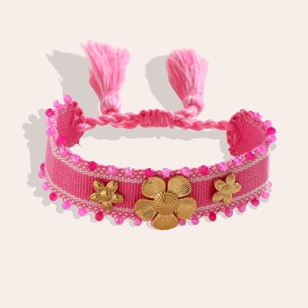 Blumen auf einem Polyesterbeutel Edelstahl Armband    