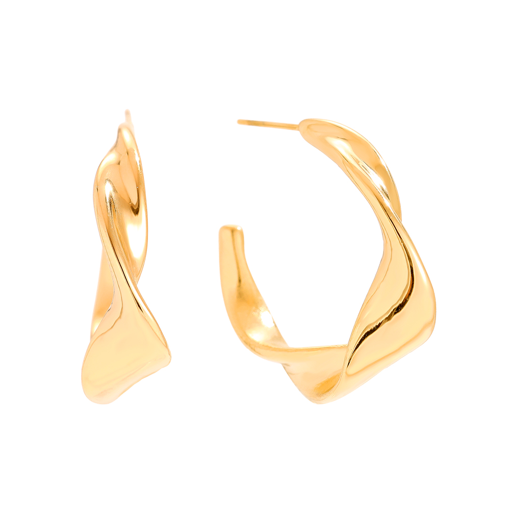 3cm Twist Half Hoop Edelstahl Ohrringe         
