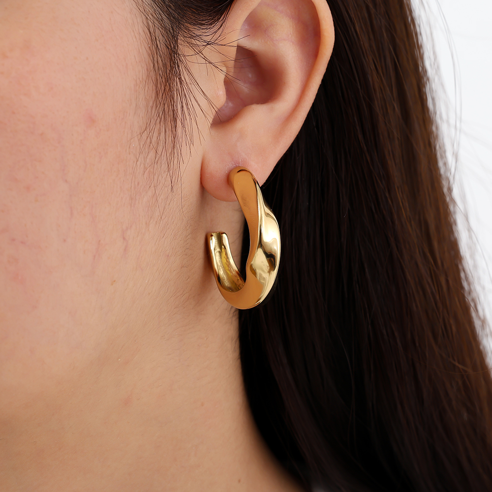 35mm Classic Twist Half Hoop Edelstahl Ohrringe         