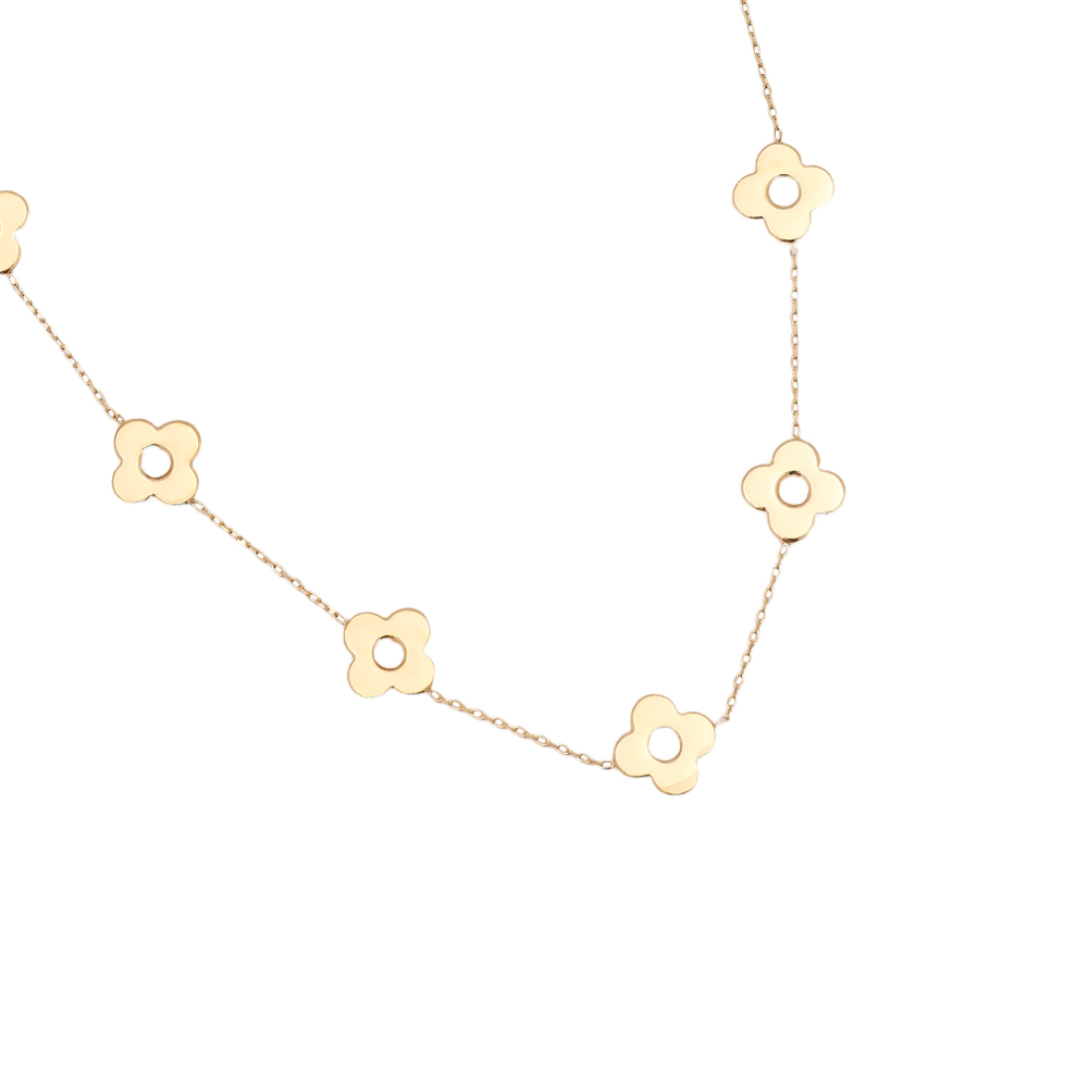 40cm Fünf Blumen Edelstahl Halskette  
