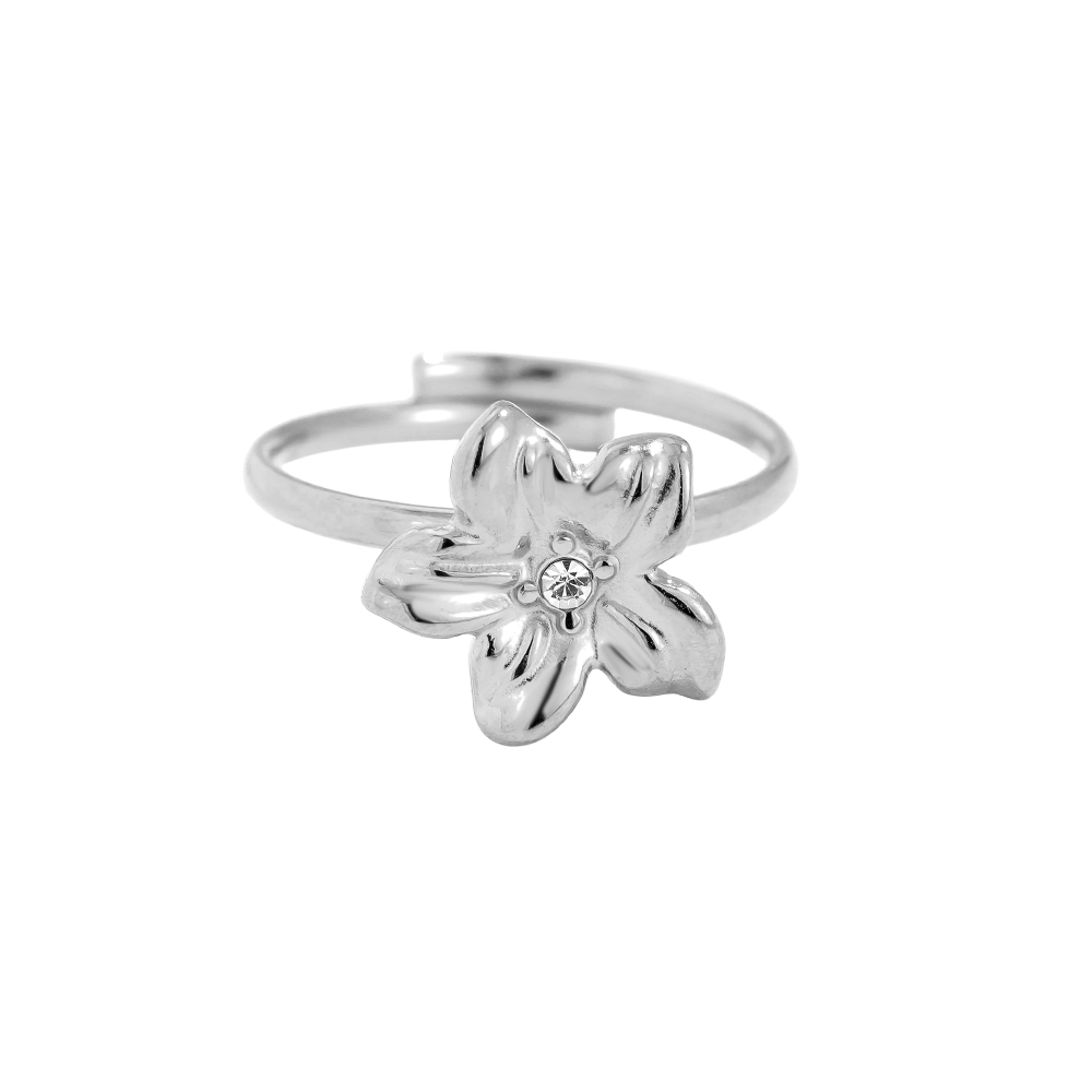 Flower With Diamond Edelstahl Ring       