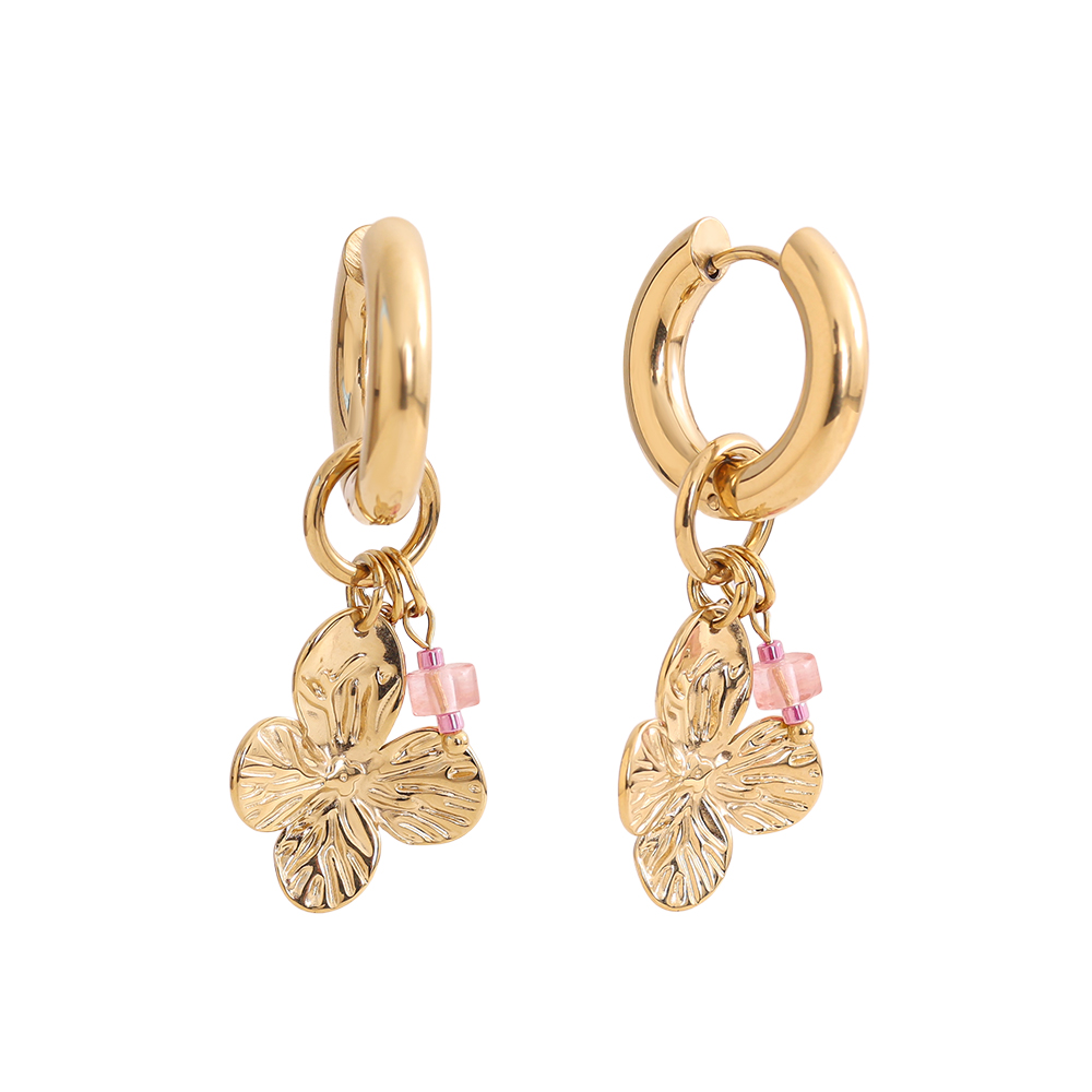 45mm Blüten Süßwasserperlen und Naturstein Edelstahl Ohrringe 