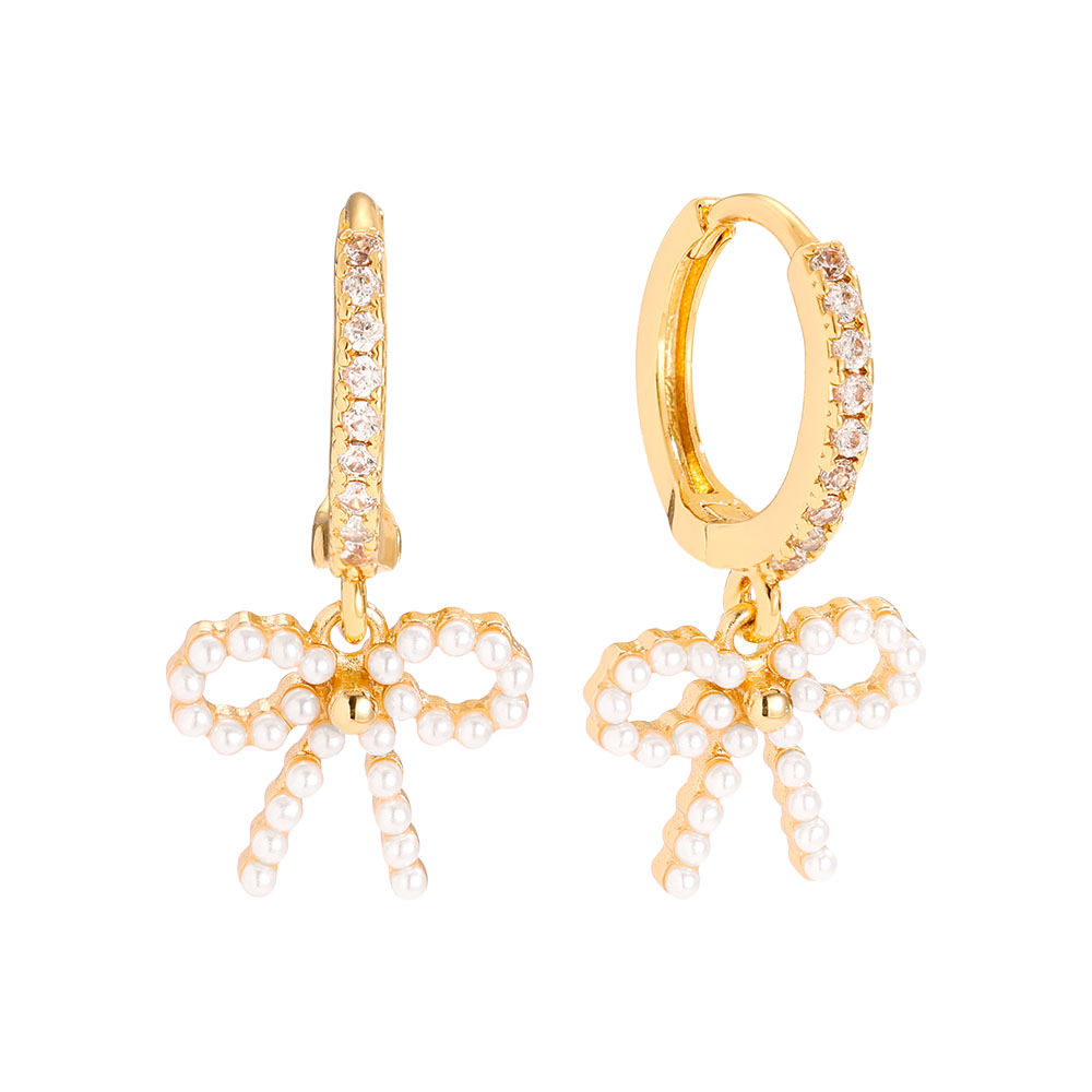 24mm Pearly Bowtie Vergoldete Ohrringe    