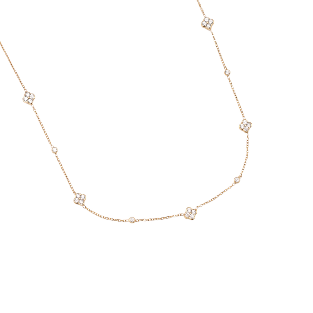 43cm Small Diamond Flower Edelstahl Halskette   