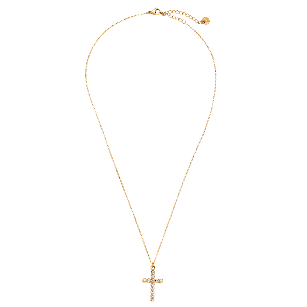 40cm Nice Diamond Cross Edelstahl Halskette  