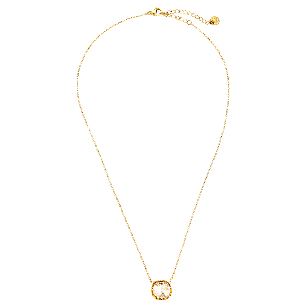 40cm quadratisch rundes Glas Edelstahl Halskette     