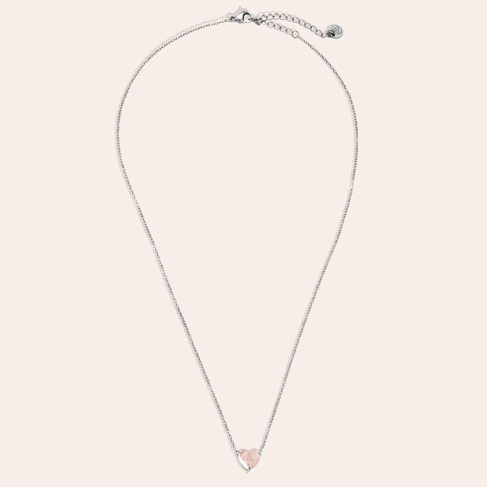 43cm Multi Colour Diamond Heart Stainless Steel Necklace