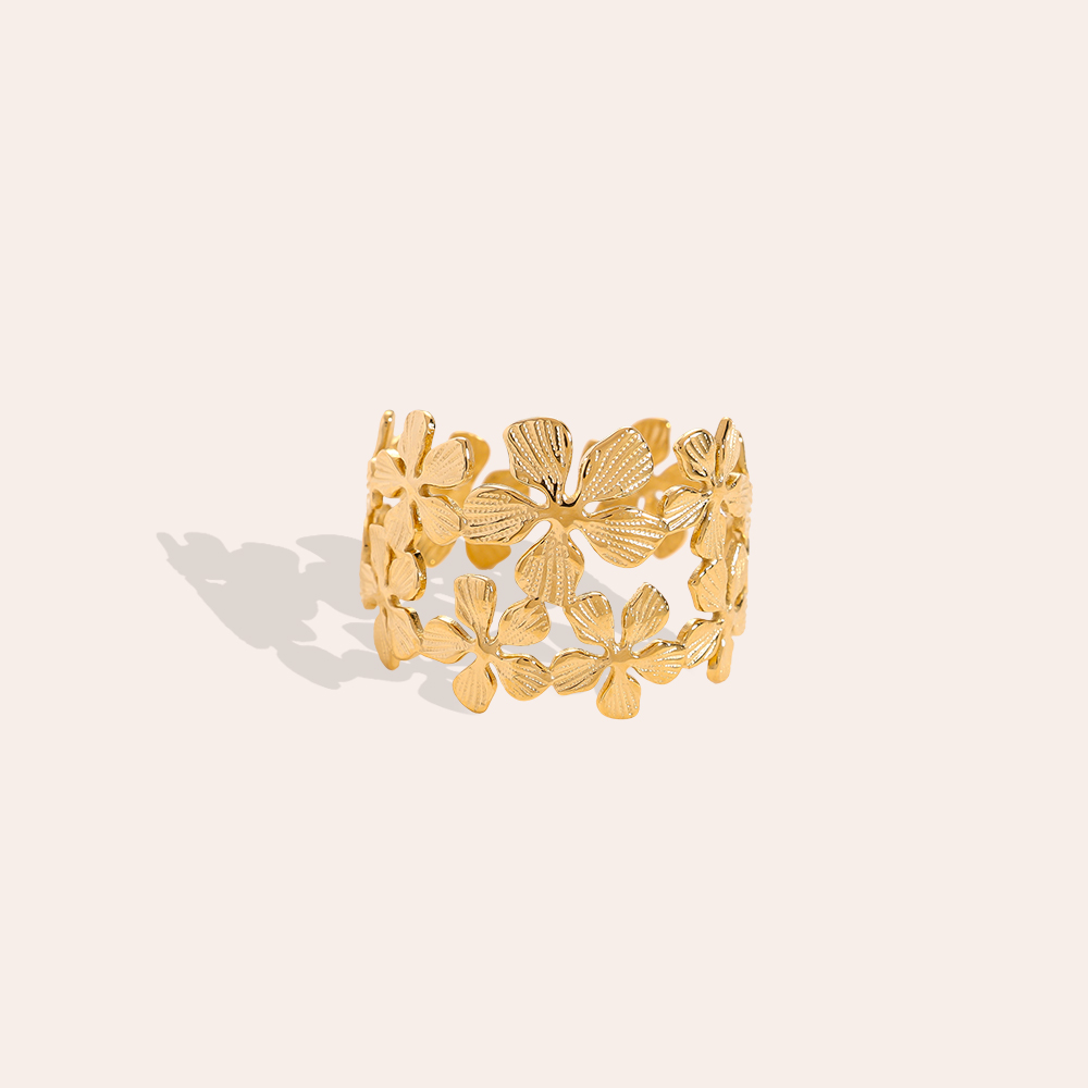 adjustable Tiny Flowers Edelstahl Ring
