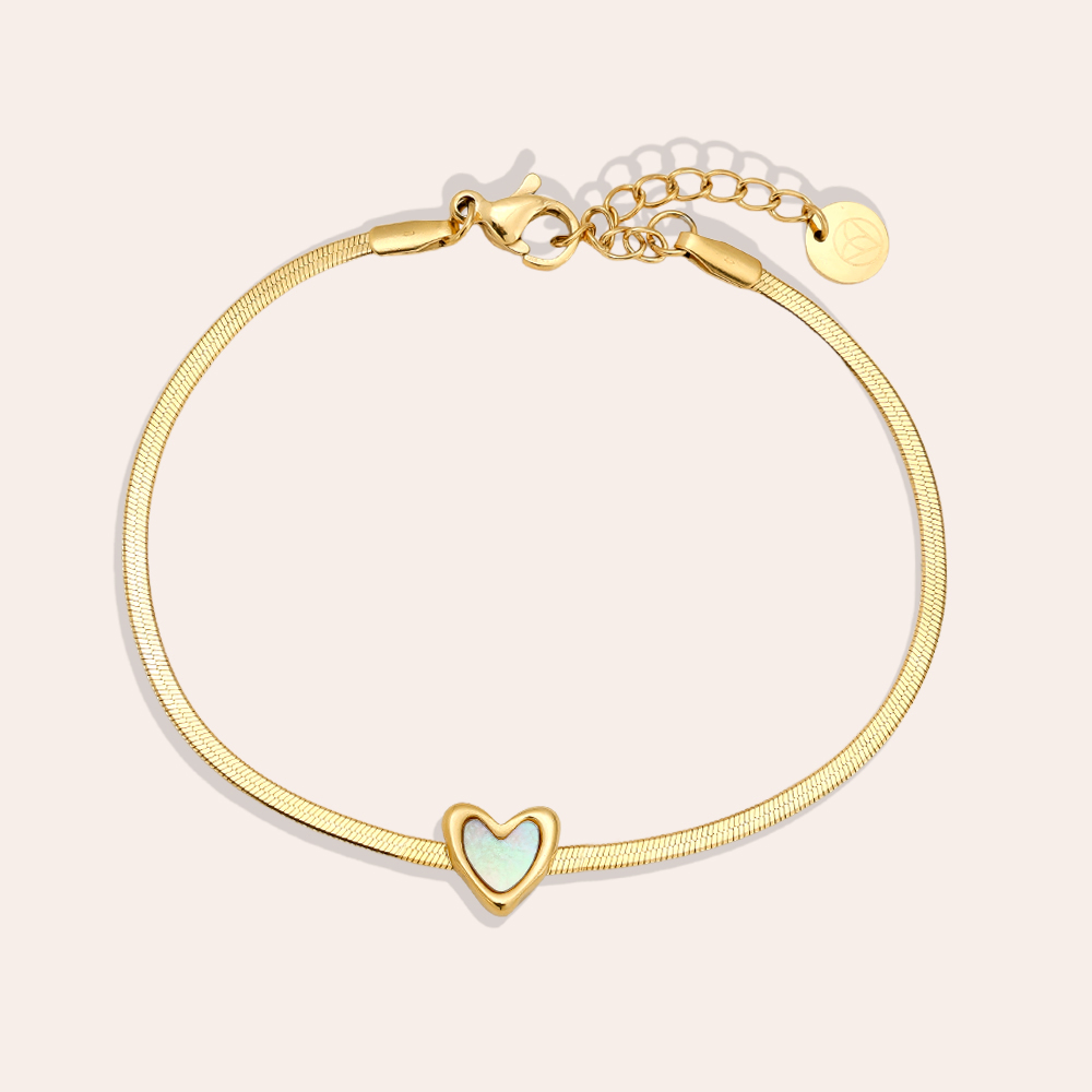 17cm Shell Heart Edelstahl Armband   