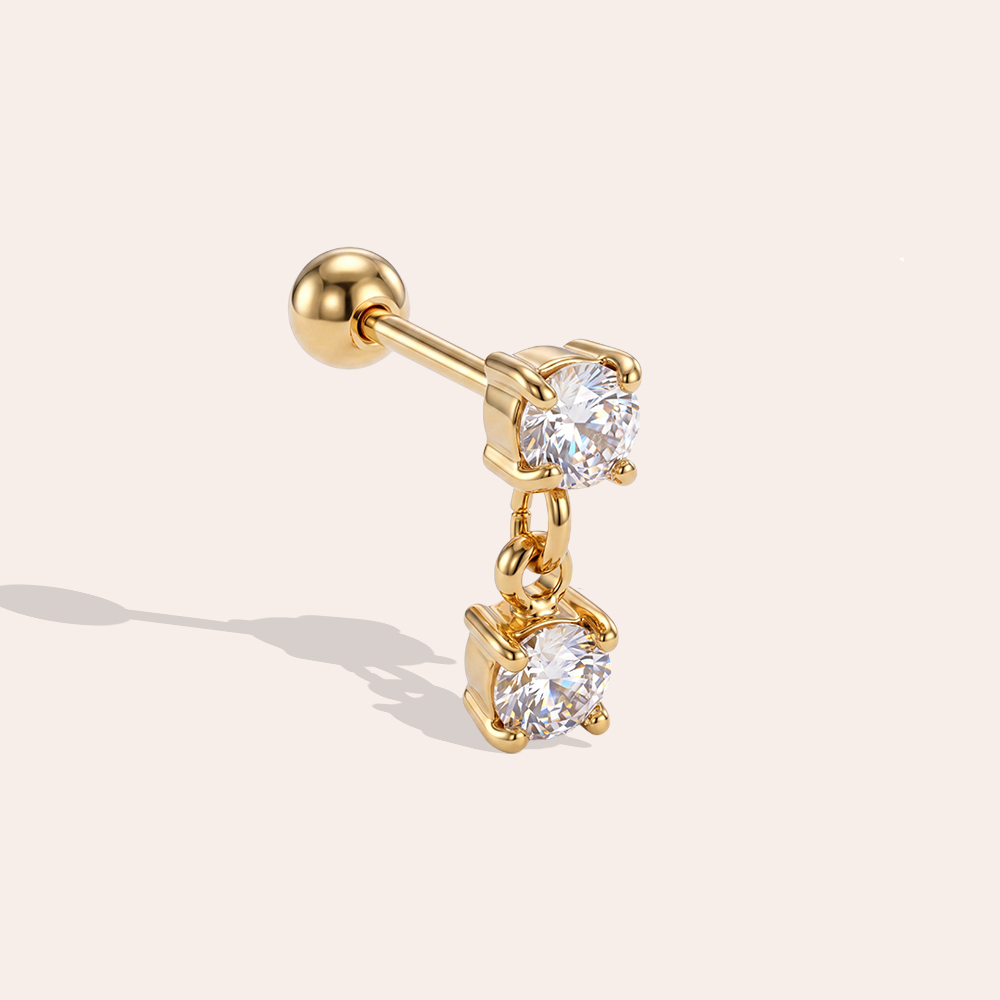 Edelstahl Piercing 10mm Mini Zirkonia Rund