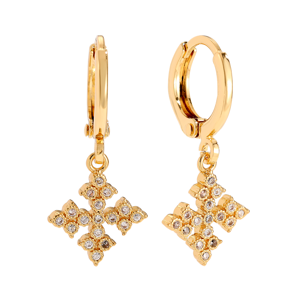 2.6cm Diamond Cross Vergoldete Ohrringe      