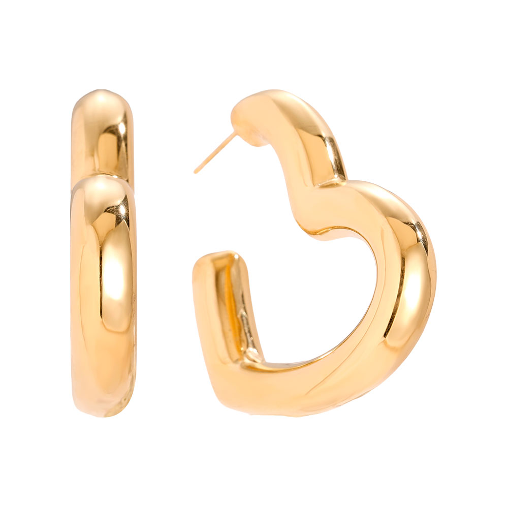 4cm Great Heart Hoop Edelstahl Ohrringe          