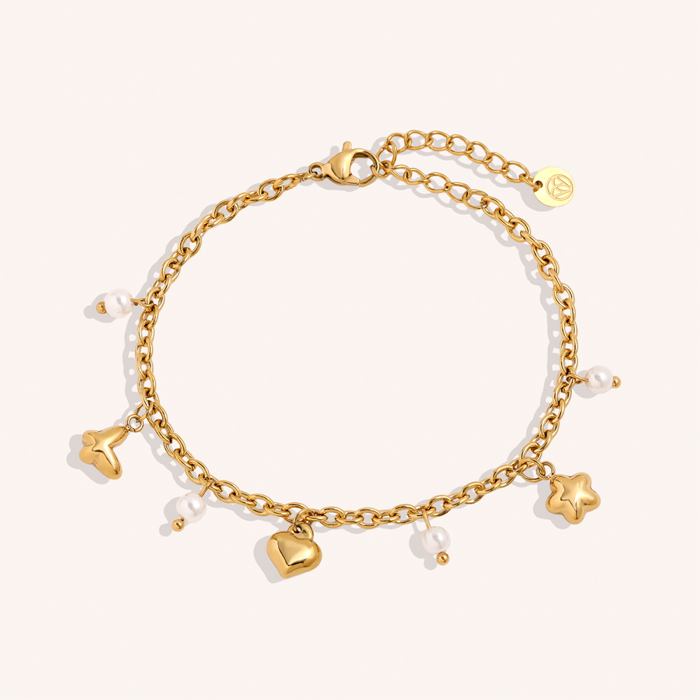 16cm Sweet Charms And Pearl Edelstahl Armband    