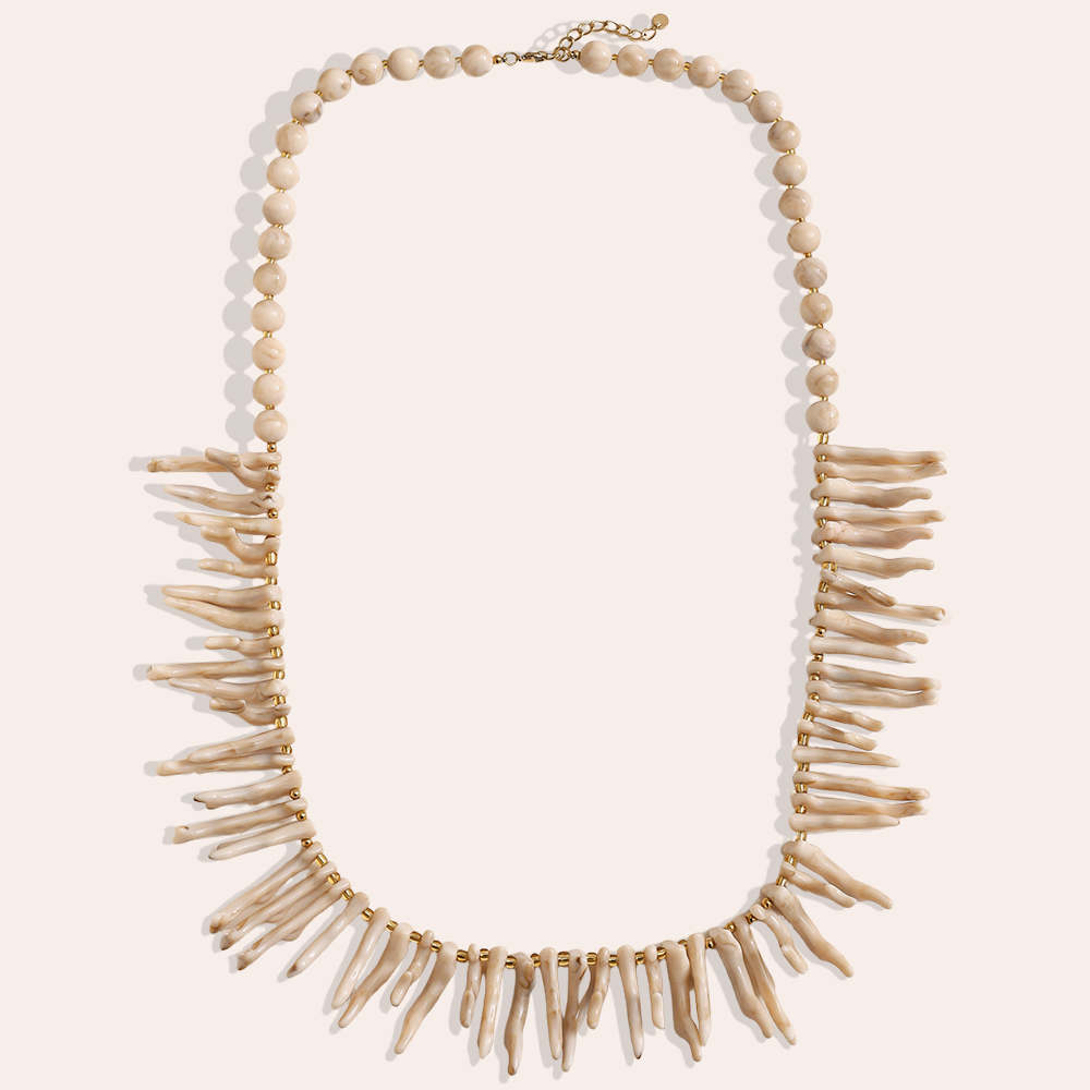 86cm Acryl Fischgrätenform Edelstahl Halskette     