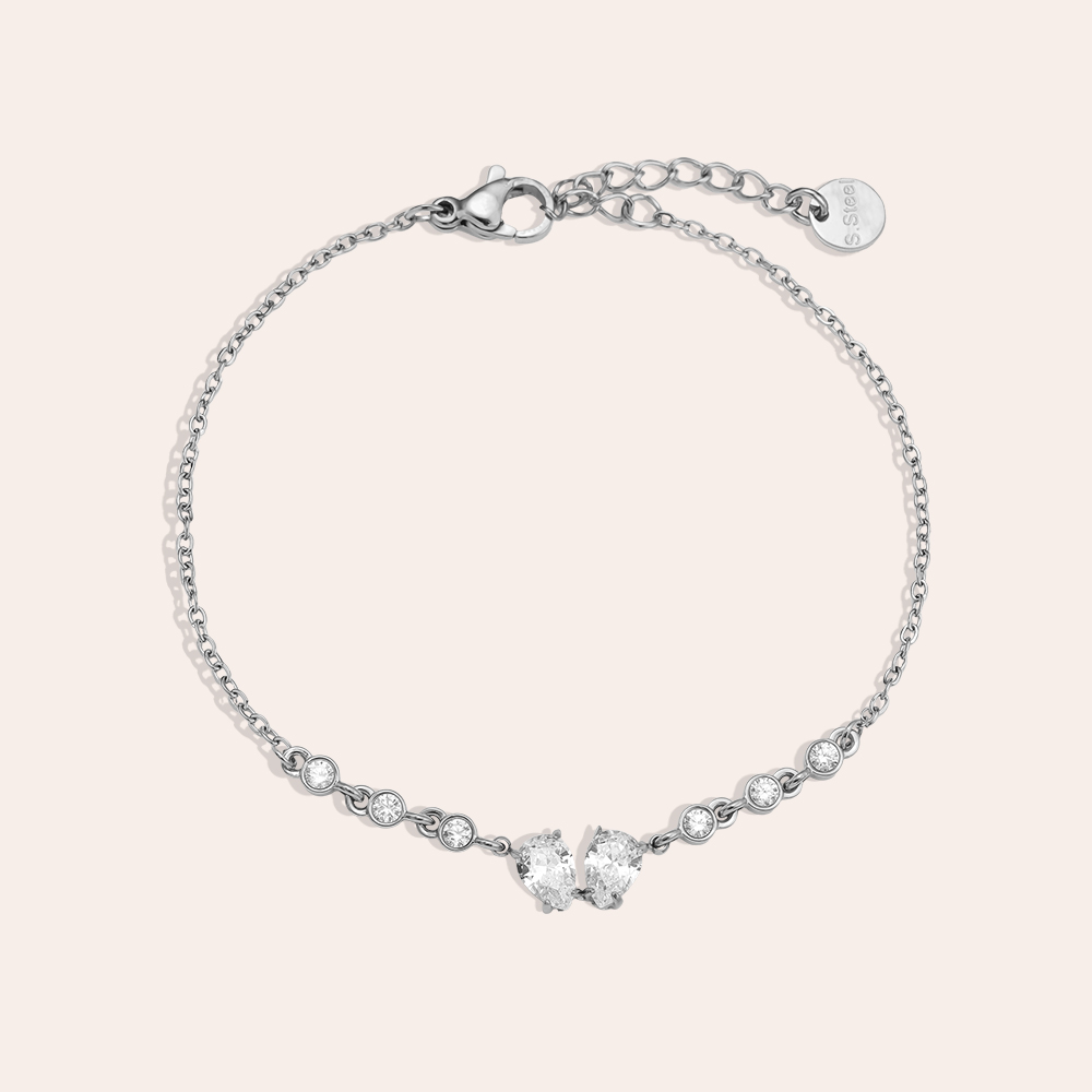 16cm Fancy Sparkling Diamond Edelstahl Armkette     