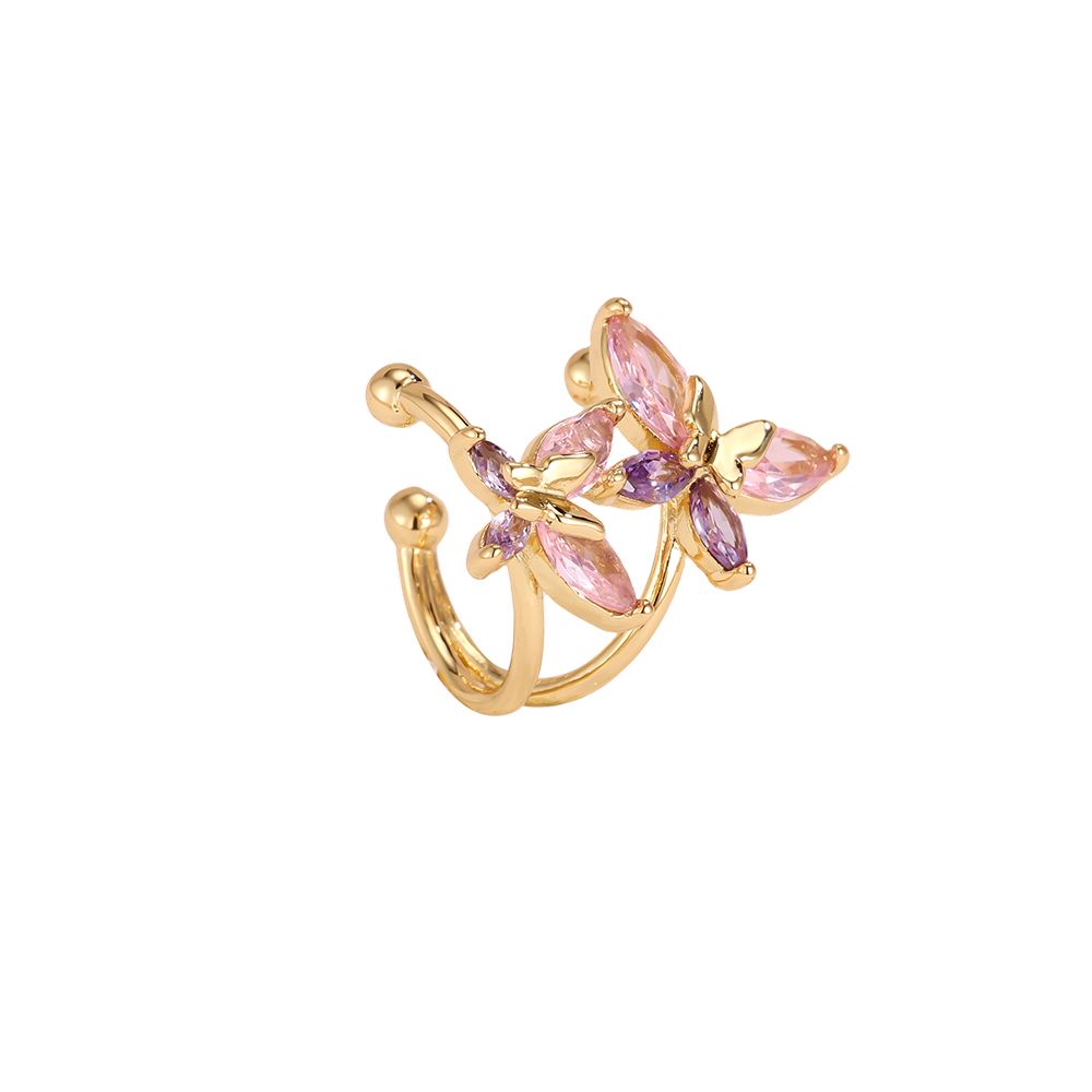 Vergoldete Ear-cuffs 15mm Zwei Zirkonia Schmetterlinge