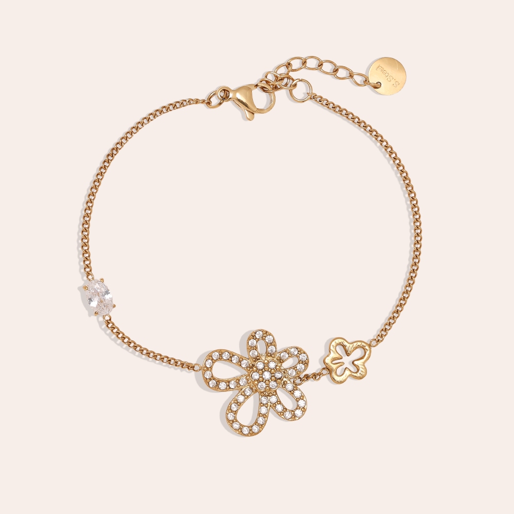 17cm Cool Diamond Flower Edelstahl Armkette  