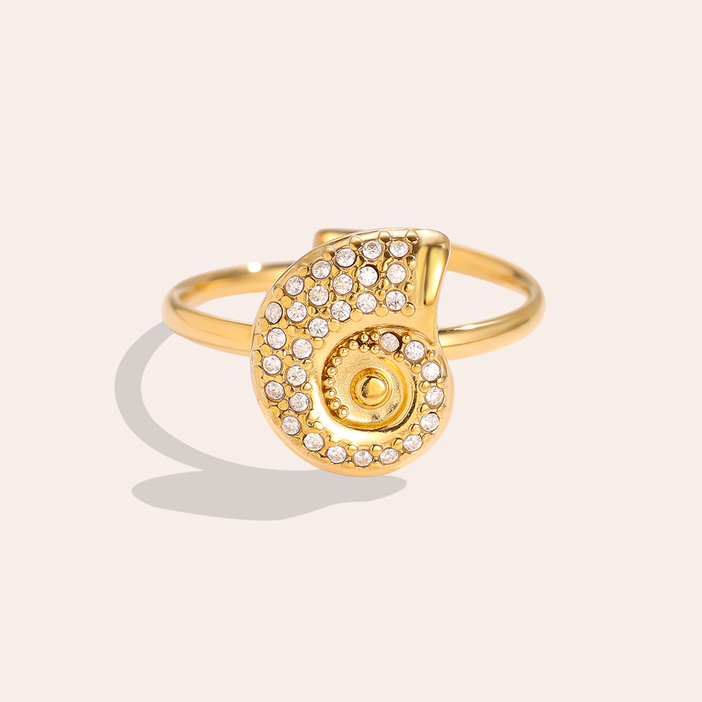 Verstellbarer Strass Schnecke Edelstahl Ring   