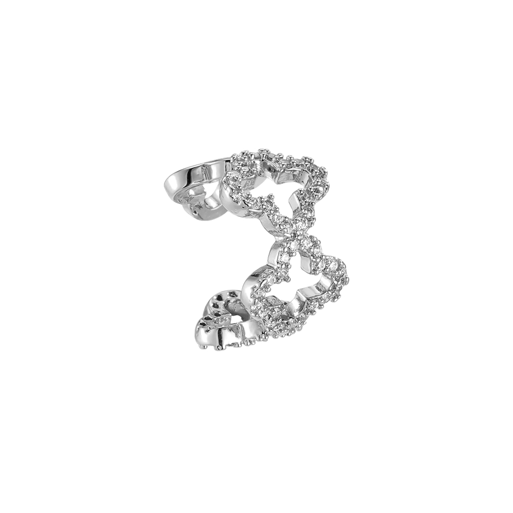 Vergoldete Ear-cuffs 14mm Zirkonia Kleeblatt