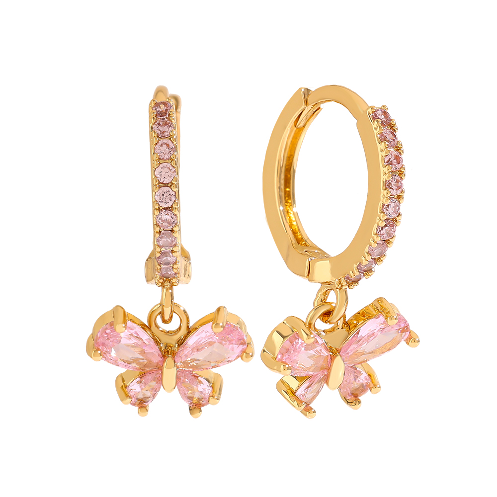 21mm Diamond Butterfly Gold Plated Earrings   