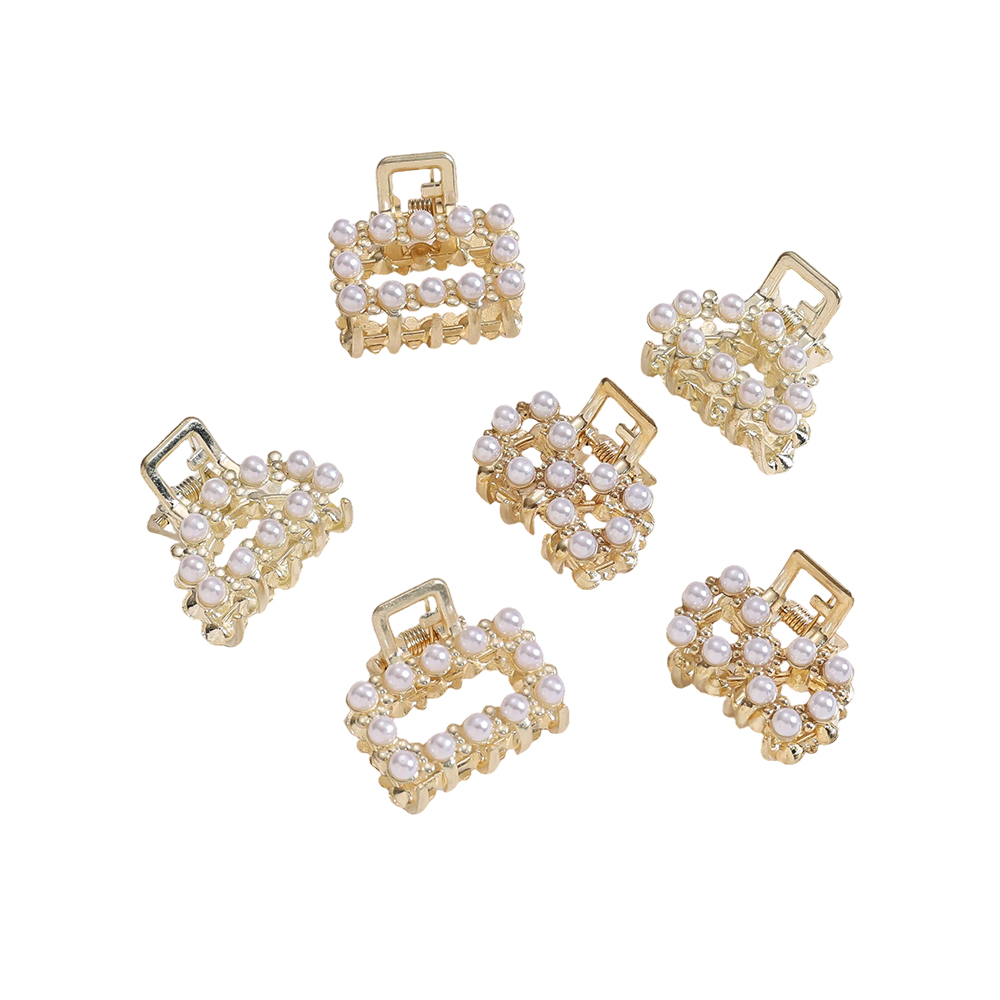 2.5cm 6 Stk. Kleine Perlen Haarklammer Set