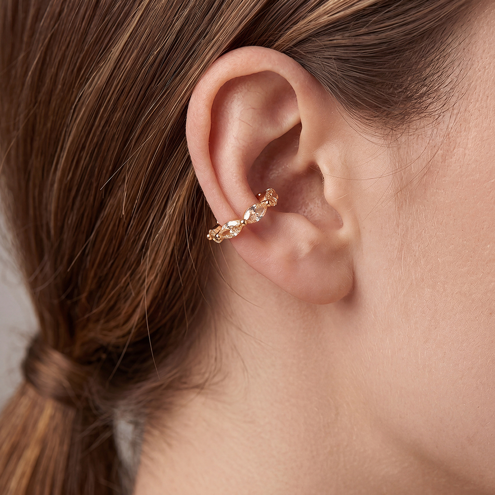Vergoldete Ear-cuffs 16mm Zirkonia Punkte