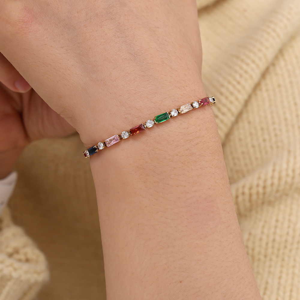 15cm Multi Color Diamond Edelstahl Armkette      