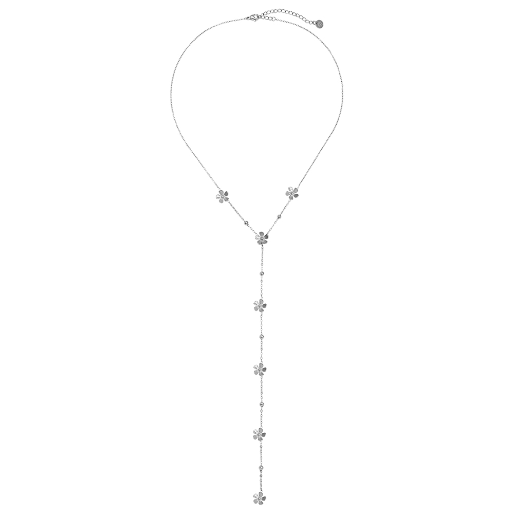 41cm Y-Kette mit Blumen Edelstahl Halskette   
