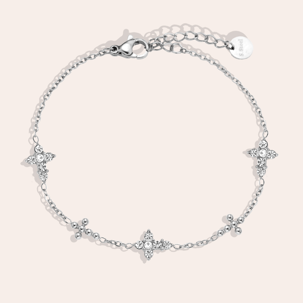 17cm Diamond Dots Cross Edelstahl Armband    